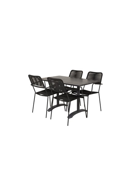 Matgrupp Denver med Lindos matstolar, 120 × 69 cm