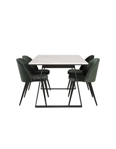 Matgrupp Estelle med Velvet matstolar, 140 × 90 cm