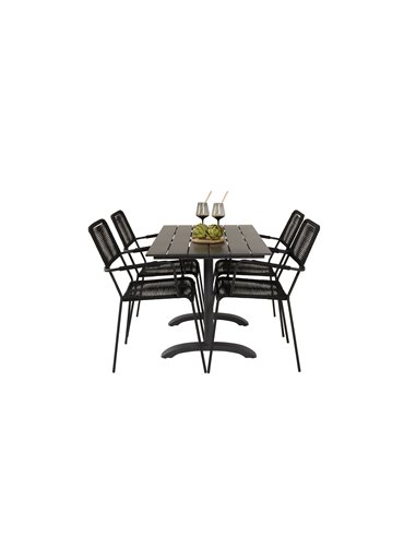 Matgrupp Denver med Lindos matstolar, 120 × 69 cm