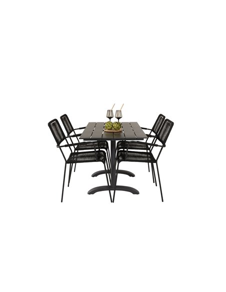 Matgrupp Denver med Lindos matstolar, 120 × 69 cm