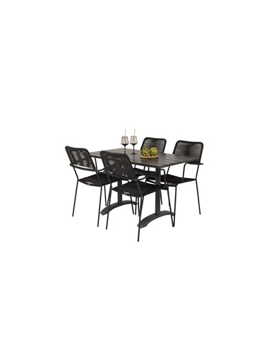Matgrupp Denver med Lindos matstolar, 120 × 69 cm