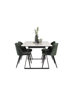 Matgrupp Estelle med Velvet matstolar, 140 × 90 cm 2
