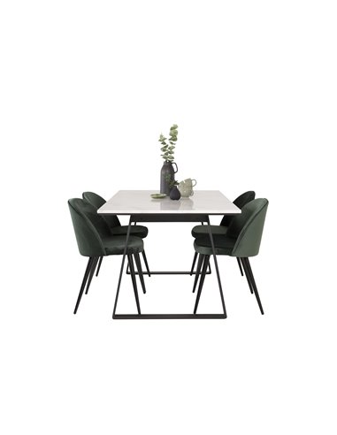 Matgrupp Estelle med Velvet matstolar, 140 × 90 cm