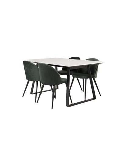 Matgrupp Estelle med Velvet matstolar, 140 × 90 cm