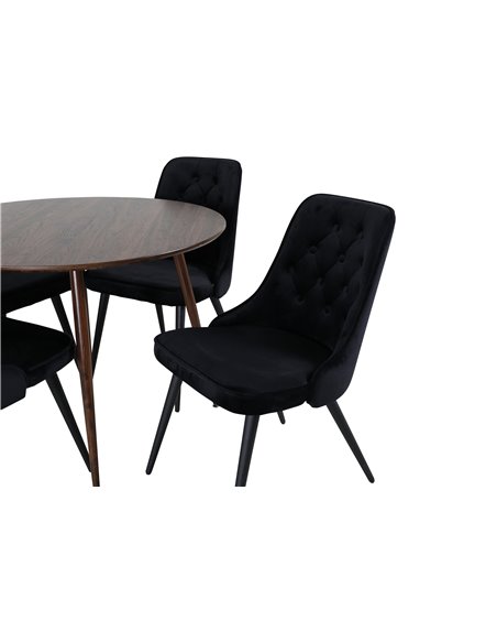 Matgrupp Plaza med Velvet Deluxe matstolar