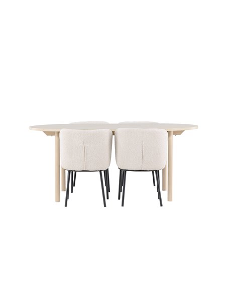Matgrupp Andy med Agnes matstolar, 180 × 90 cm