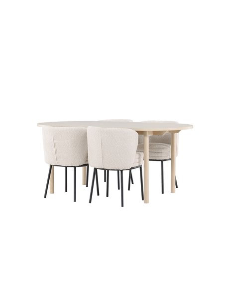 Matgrupp Andy med Agnes matstolar, 180 × 90 cm