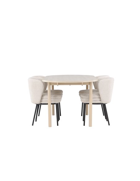 Matgrupp Andy med Agnes matstolar, 180 × 90 cm
