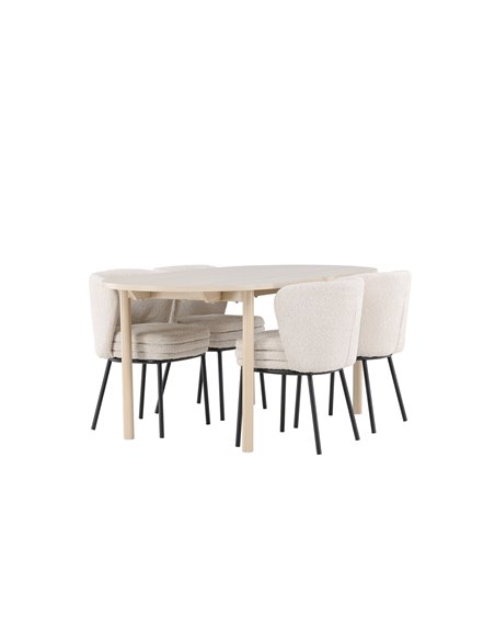Matgrupp Andy med Agnes matstolar, 180 × 90 cm