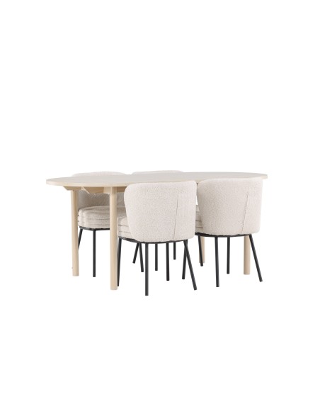 Matgrupp Andy med Agnes matstolar, 180 × 90 cm