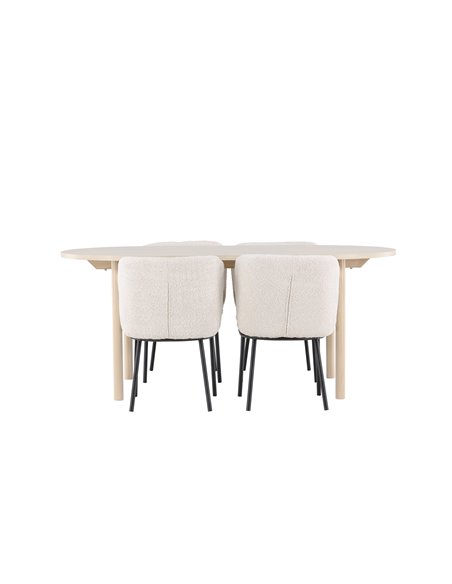 Matgrupp Andy med Agnes matstolar, 180 × 90 cm