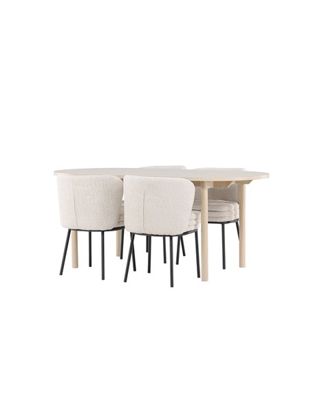 Matgrupp Andy med Agnes matstolar, 180 × 90 cm