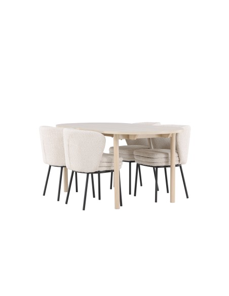 Matgrupp Andy med Agnes matstolar, 180 × 90 cm