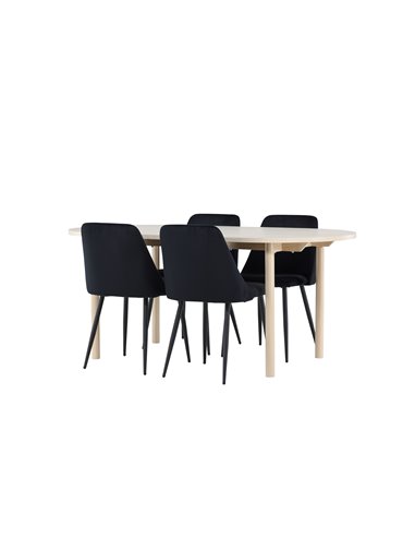 Matgrupp Andy med Night matstolar, 180 × 90 cm