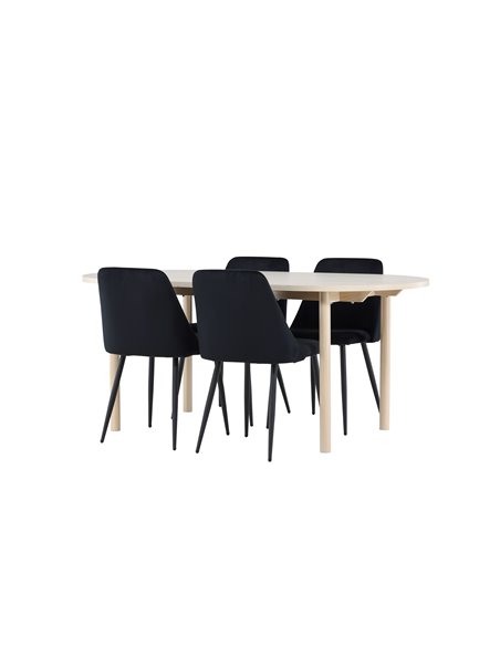 Matgrupp Andy med Night matstolar, 180 × 90 cm