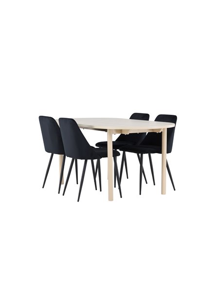 Matgrupp Andy med Night matstolar, 180 × 90 cm