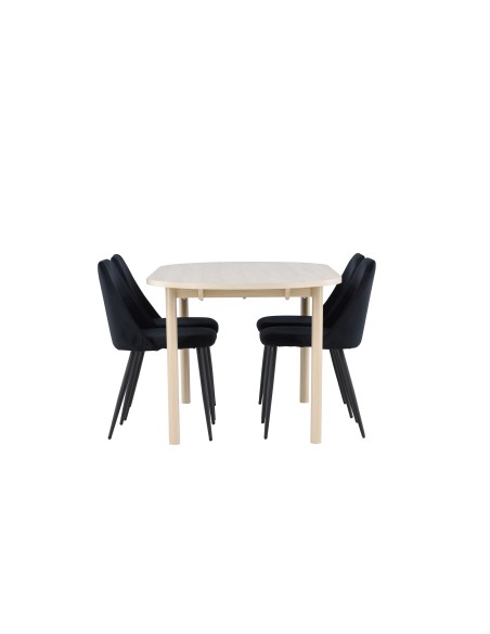 Matgrupp Andy med Night matstolar, 180 × 90 cm
