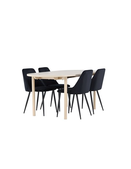 Matgrupp Andy med Night matstolar, 180 × 90 cm