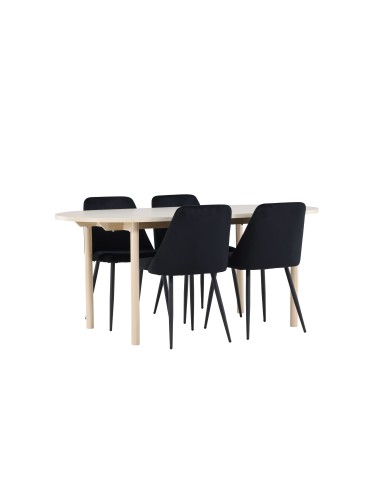 Matgrupp Andy med Night matstolar, 180 × 90 cm