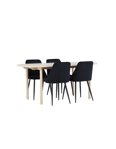 Matgrupp Andy med Night matstolar, 180 × 90 cm