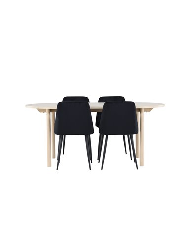 Matgrupp Andy med Night matstolar, 180 × 90 cm