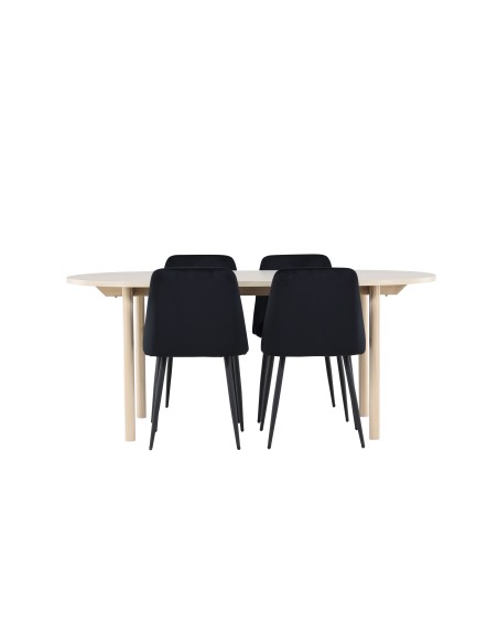 Matgrupp Andy med Night matstolar, 180 × 90 cm
