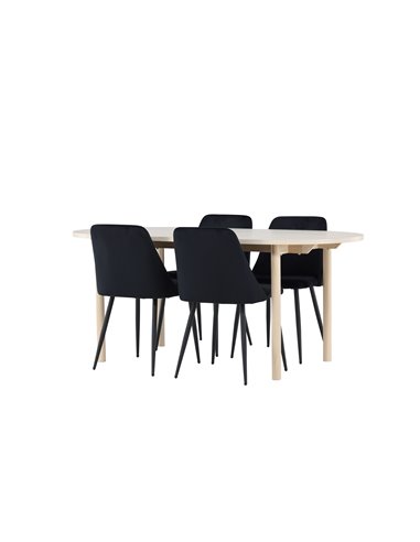 Matgrupp Andy med Night matstolar, 180 × 90 cm