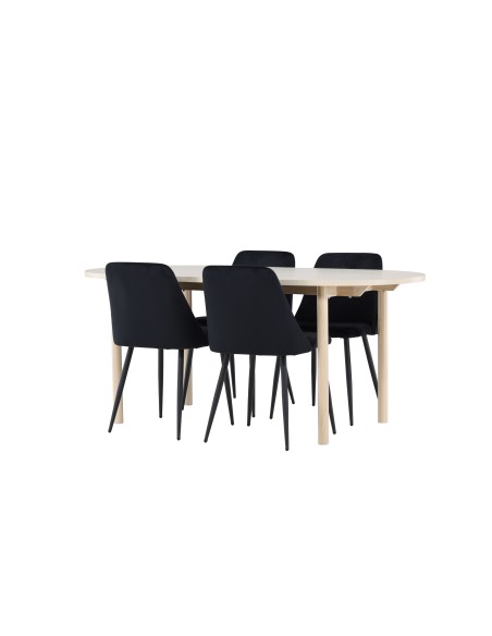 Matgrupp Andy med Night matstolar, 180 × 90 cm