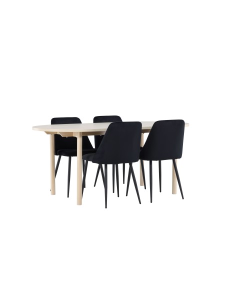 Matgrupp Andy med Night matstolar, 180 × 90 cm