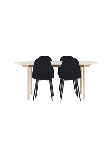 Matgrupp Andy med Polar matstolar, 180 × 90 cm