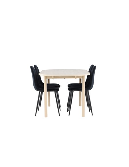 Matgrupp Andy med Polar matstolar, 180 × 90 cm