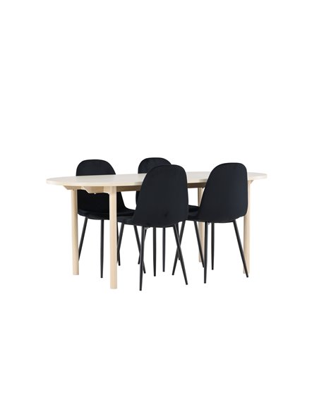 Matgrupp Andy med Polar matstolar, 180 × 90 cm