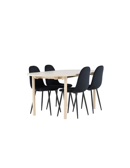 Matgrupp Andy med Polar matstolar, 180 × 90 cm