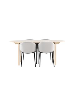 Matgrupp Andy med Evelina matstolar, 180 × 90 cm