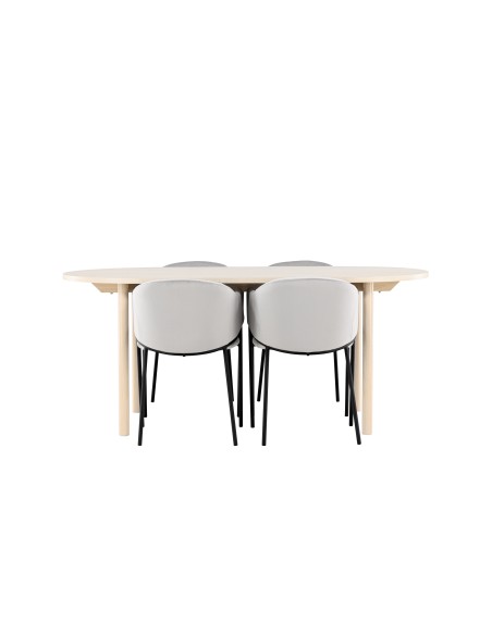 Matgrupp Andy med Evelina matstolar, 180 × 90 cm