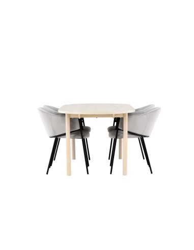 Matgrupp Andy med Evelina matstolar, 180 × 90 cm