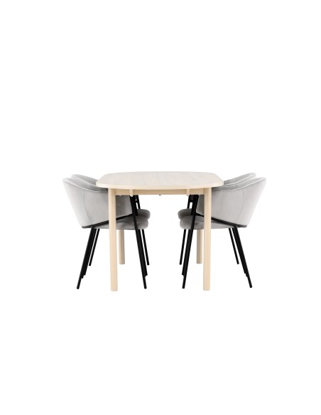 Matgrupp Andy med Evelina matstolar, 180 × 90 cm