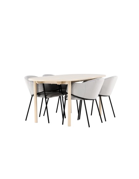 Matgrupp Andy med Evelina matstolar, 180 × 90 cm