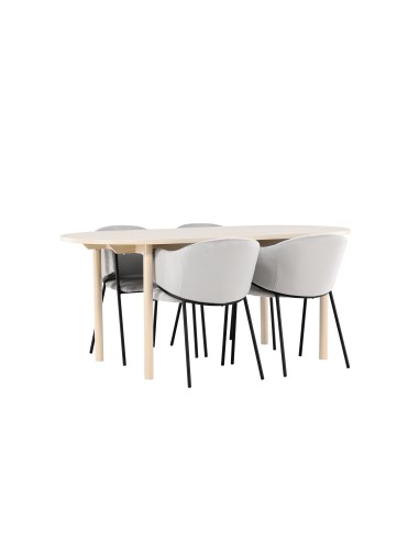 Matgrupp Andy med Evelina matstolar, 180 × 90 cm