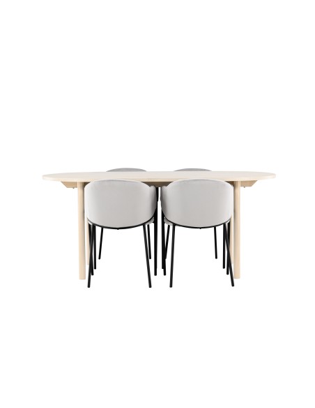 Matgrupp Andy med Evelina matstolar, 180 × 90 cm