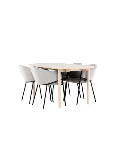 Matgrupp Andy med Evelina matstolar, 180 × 90 cm