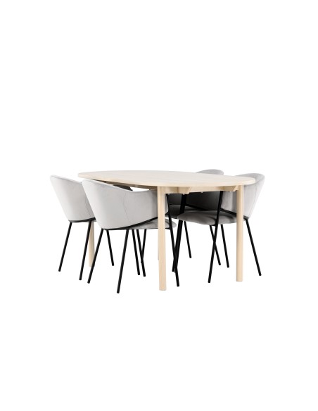 Matgrupp Andy med Evelina matstolar, 180 × 90 cm