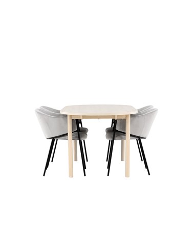 Matgrupp Andy med Evelina matstolar, 180 × 90 cm
