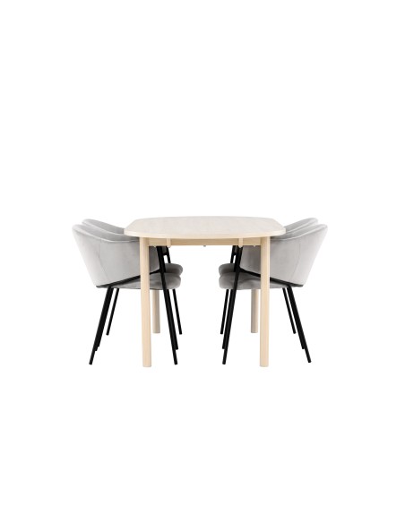 Matgrupp Andy med Evelina matstolar, 180 × 90 cm