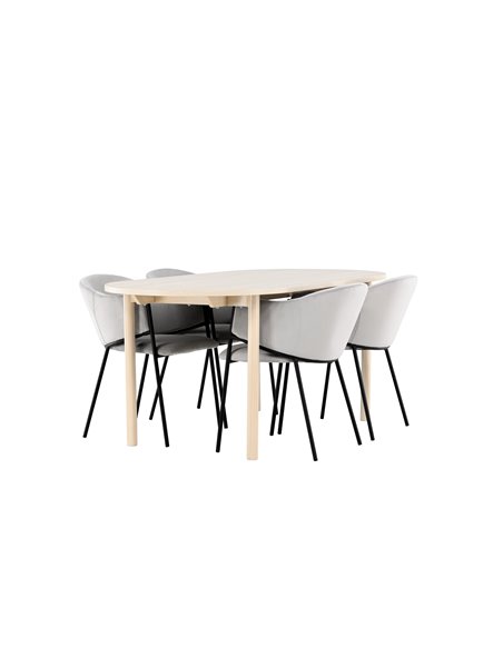 Matgrupp Andy med Evelina matstolar, 180 × 90 cm