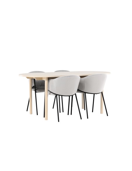 Matgrupp Andy med Evelina matstolar, 180 × 90 cm