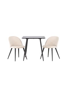 Matgrupp Polar med Velvet matstolar, 75 × 75 cm