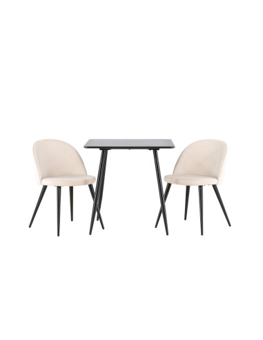Matgrupp Polar med Velvet matstolar, 75 × 75 cm