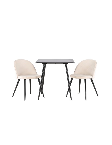 Matgrupp Polar med Velvet matstolar, 75 × 75 cm