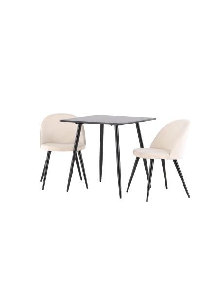 Matgrupp Polar med Velvet matstolar, 75 × 75 cm